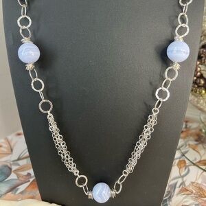 Makuti Sterling Silver Agate Necklace w/Matching Bracelet D4
